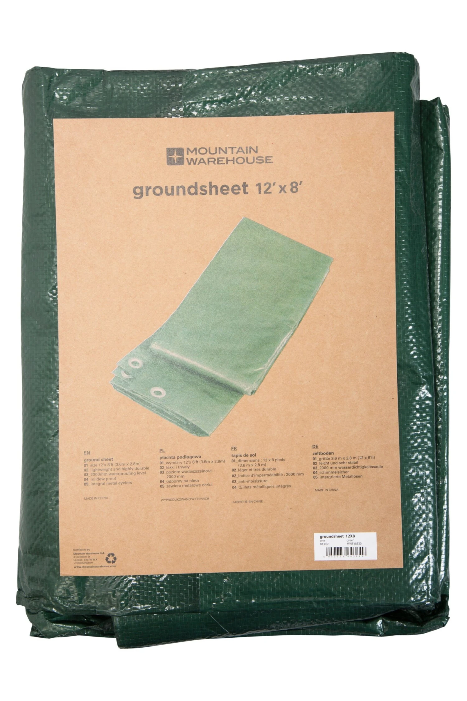 Groundsheet - 3.6 x 2.4m Mountain Warehouse Groundsheet - 3.6 X 2.4m -MOUTAIN WAREHOUSE 013951 grn groundsheet 12x8 har ss17 2 scaled