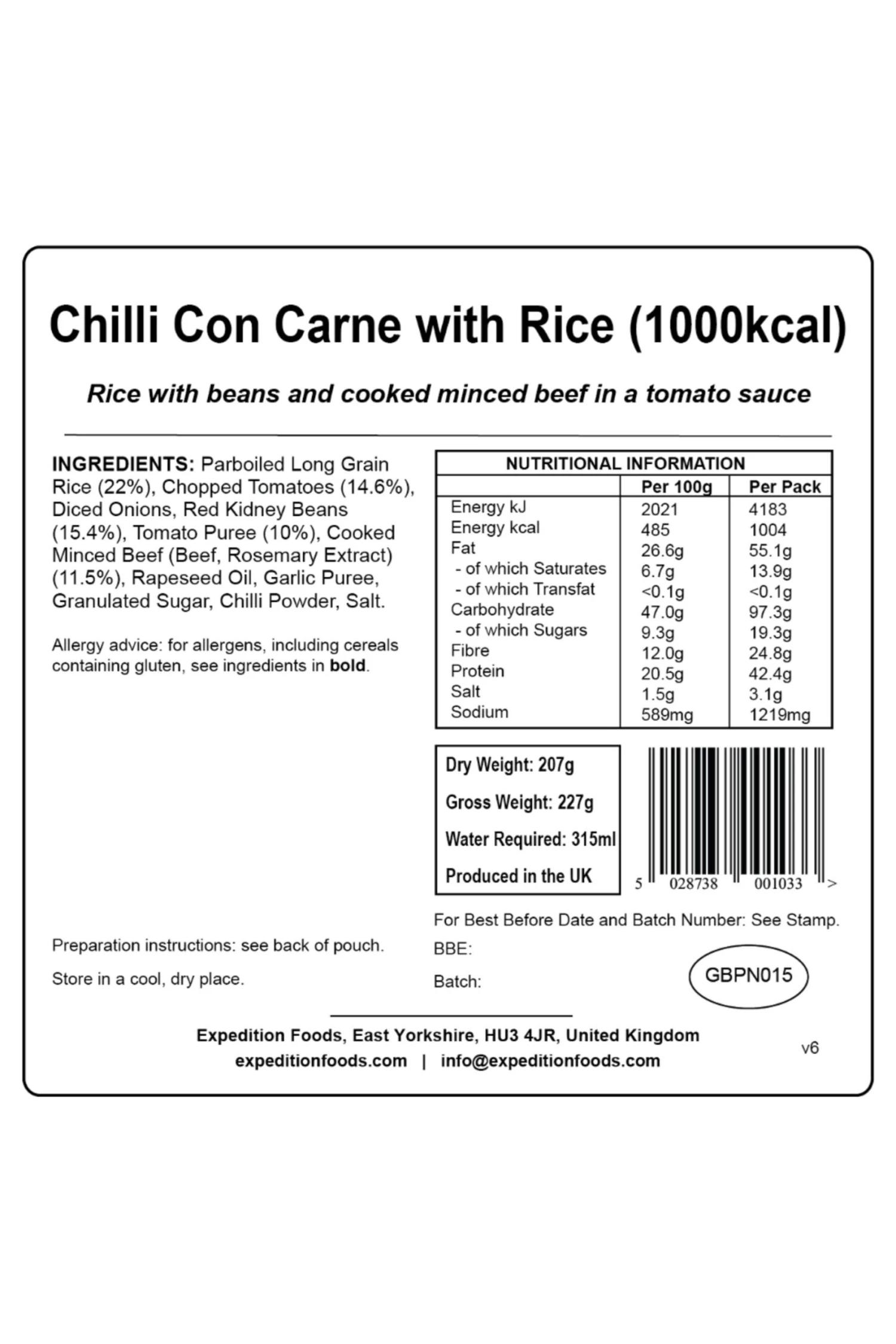 M07E76 Chilli Con Carne with Rice Camping Food (1000kcal) M07E76 Chilli Con Carne With Rice Camping Food (1000kcal) -MOUTAIN WAREHOUSE m07e76 001 chilliconcarnewithricecampingfood1000kcal20230712040638 3 scaled