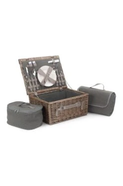 M1DCC9 2 Person Grey Tweed Fitted Picnic Basket