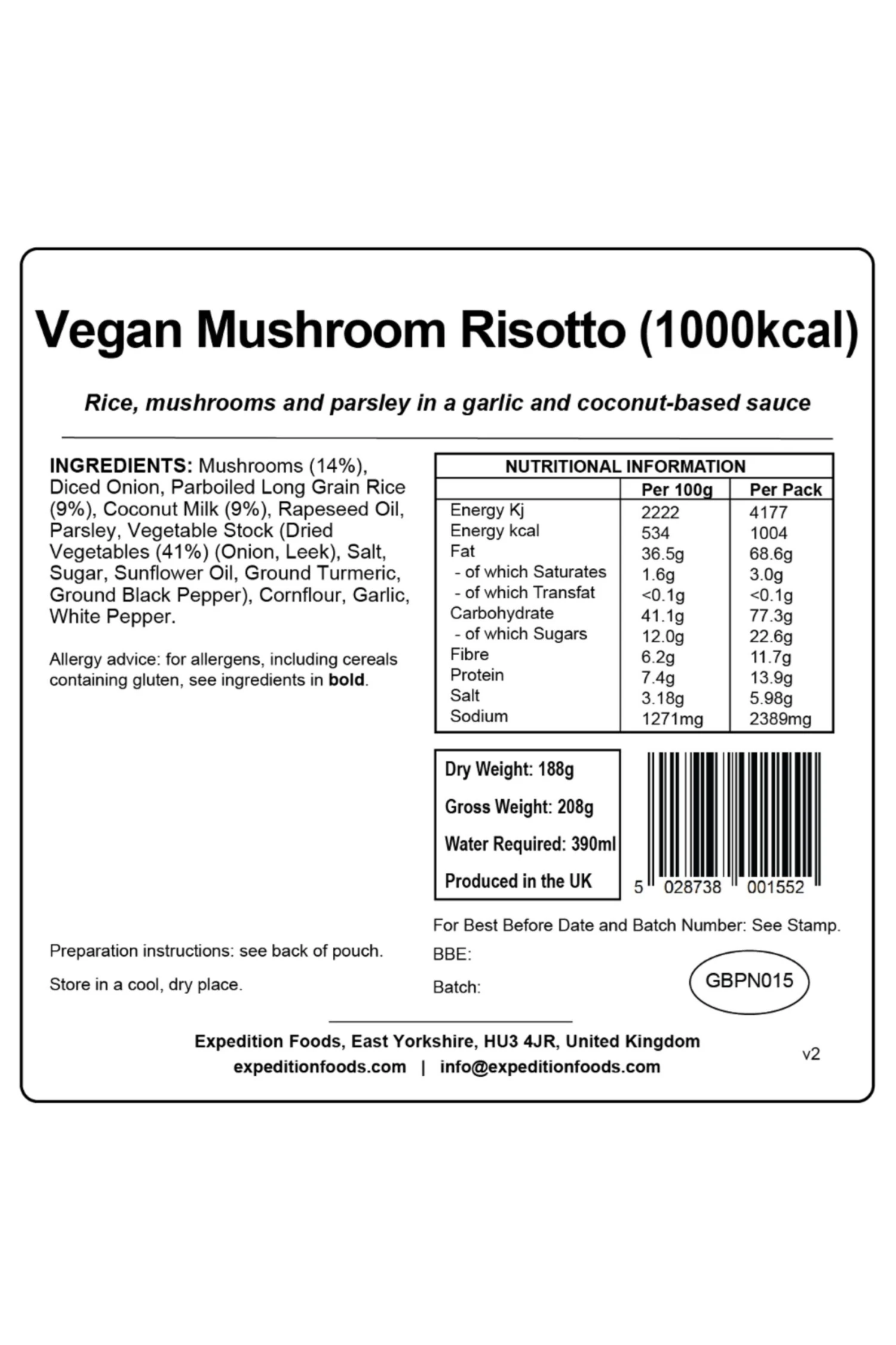 M2C497 Vegan Mushroom Risotto Camping Food (1000kcal) M2C497 Vegan Mushroom Risotto Camping Food (1000kcal) -MOUTAIN WAREHOUSE m2c497 001 veganmushroomrisottocampingfood1000kcal20230712040613 3 scaled