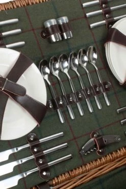 M4212A Rope Handled 6 Person Green Tweed Picnic Basket -MOUTAIN WAREHOUSE m4212a 001 ropehandled6persongreentweedpicnicbasket20230607043636 3