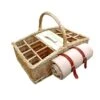 M4A0C0 6 Bottle Picnic Basket With Glasses And Blanket