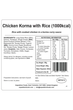 M5561E Chicken Korma With Rice Camping Food (1000kcal) 4 M5561E Chicken Korma With Rice Camping Food (1000kcal) -MOUTAIN WAREHOUSE m5561e 001 chickenkormawithricecampingfood1000kcal20230712040635 3