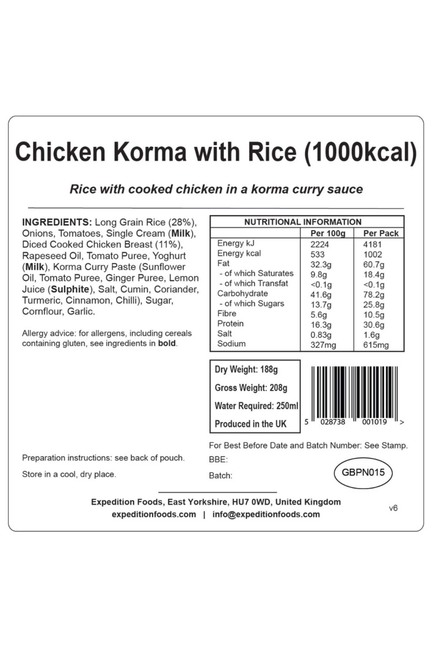 M5561E Chicken Korma with Rice Camping Food (1000kcal) M5561E Chicken Korma With Rice Camping Food (1000kcal) -MOUTAIN WAREHOUSE m5561e 001 chickenkormawithricecampingfood1000kcal20230712040635 3 scaled