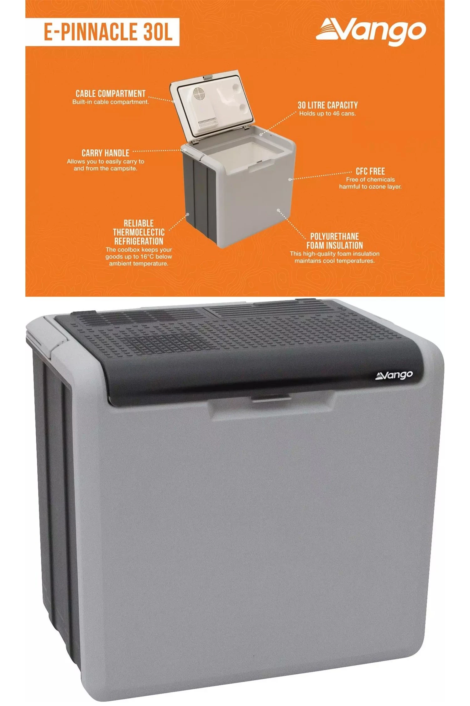 M7BB0A E-Pinnacle 30L 12V/240V Coolbox Vango M7BB0A E-Pinnacle 30L 12V/240V Coolbox -MOUTAIN WAREHOUSE