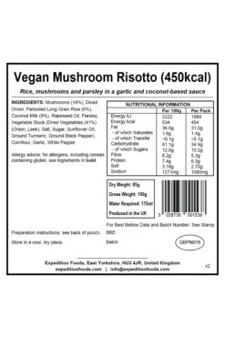 Camping Food - Vegan Mushroom Risotto -MOUTAIN WAREHOUSE m9e117 001 campingfoodveganmushroomrisotto20221223022115 3
