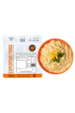 Camping Food - Fish & Potato With Parsley Sauce