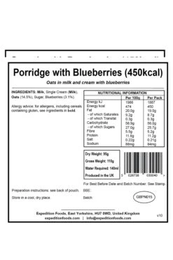 Camping Food - Porridge With Blueberries -MOUTAIN WAREHOUSE ma5b80 001 campingfoodporridgewithblueberries20221223012110 3