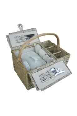 MC4A11 Wicker Double Lidded 4 Person Picnic Basket