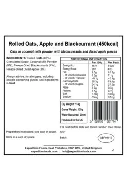 Camping Food - Rolled Oats, Apple & Blackcurrant -MOUTAIN WAREHOUSE mcbfbe 001 campingfoodrolledoatsappleblackcurrant20221223022114 3