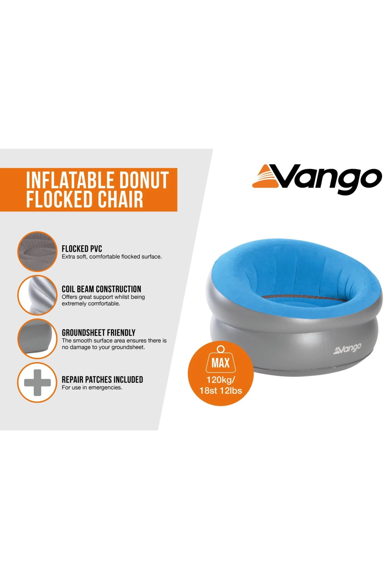 MCC322 Inflatable Donut Flocked Camping Chair Vango MCC322 Inflatable Donut Flocked Camping Chair -MOUTAIN WAREHOUSE mcc322 001 inflatabledonutflockedcampingchair20250530113650 2 scaled