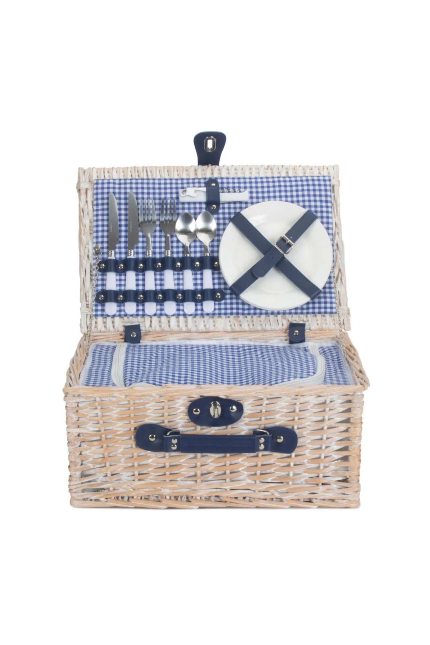 MD6171 Blue And White Gingham 2 Person Picnic Basket MD6171 Blue And White Gingham 2 Person Picnic Basket -MOUTAIN WAREHOUSE md6171 001 blueandwhitegingham2personpicnicbasket20230629035117 1 scaled